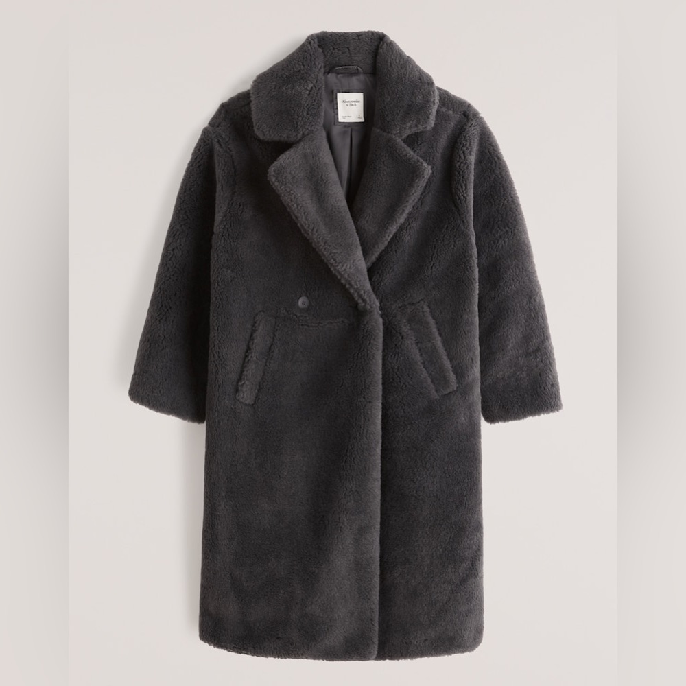 Oversized long - length sherpa teddy coat